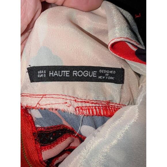 Haute Rogue Dress Womens Size S Red White Black Sleeveless Floral Pleated Ruffle - Picture 3 of 4